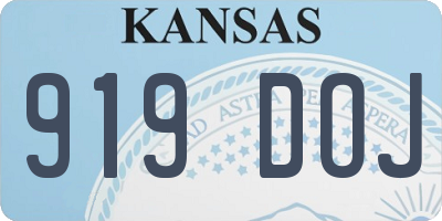 KS license plate 919DOJ