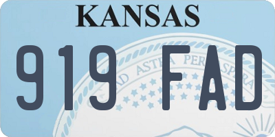 KS license plate 919FAD