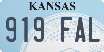 KS license plate 919FAL