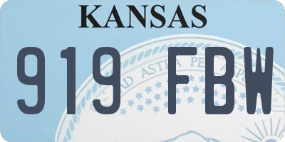 KS license plate 919FBW