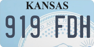 KS license plate 919FDH