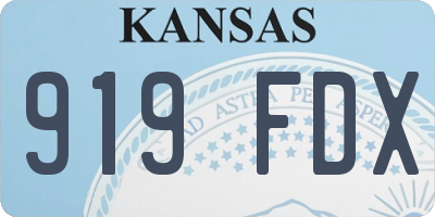 KS license plate 919FDX
