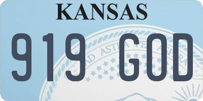 KS license plate 919GOD