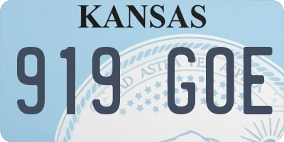 KS license plate 919GOE