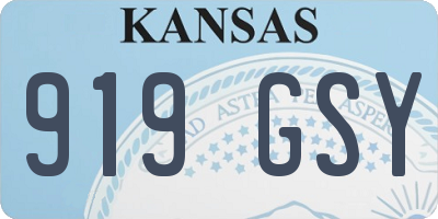 KS license plate 919GSY