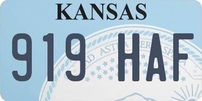 KS license plate 919HAF