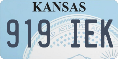 KS license plate 919IEK