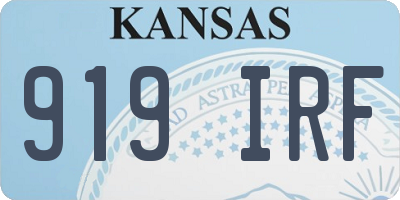 KS license plate 919IRF