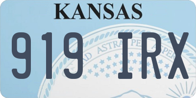 KS license plate 919IRX