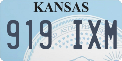 KS license plate 919IXM