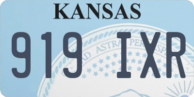 KS license plate 919IXR