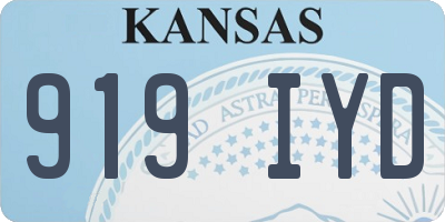 KS license plate 919IYD