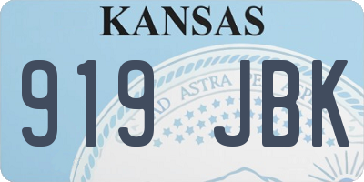 KS license plate 919JBK