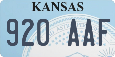 KS license plate 920AAF