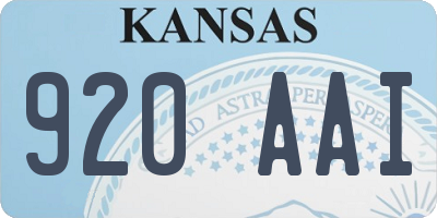 KS license plate 920AAI