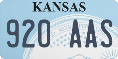 KS license plate 920AAS