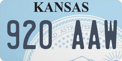 KS license plate 920AAW