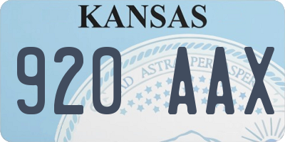 KS license plate 920AAX