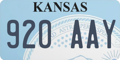 KS license plate 920AAY