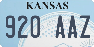 KS license plate 920AAZ