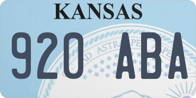 KS license plate 920ABA