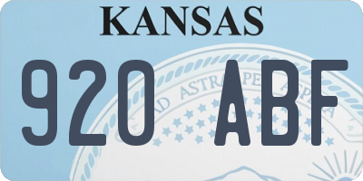 KS license plate 920ABF
