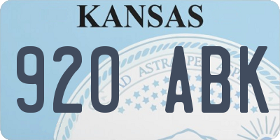 KS license plate 920ABK
