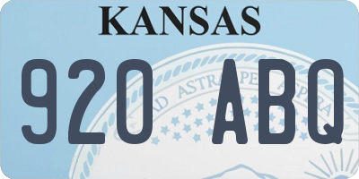 KS license plate 920ABQ