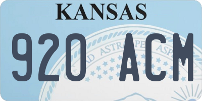 KS license plate 920ACM