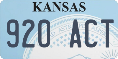 KS license plate 920ACT