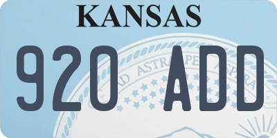 KS license plate 920ADD