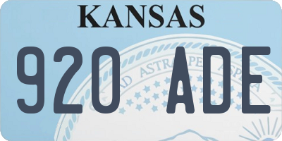 KS license plate 920ADE