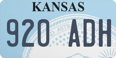 KS license plate 920ADH