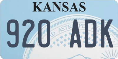 KS license plate 920ADK