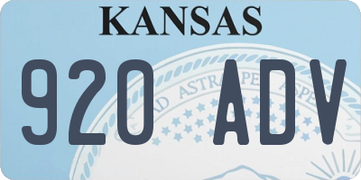 KS license plate 920ADV