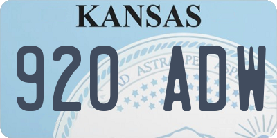 KS license plate 920ADW