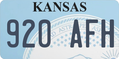KS license plate 920AFH