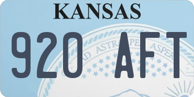 KS license plate 920AFT