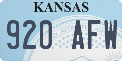KS license plate 920AFW