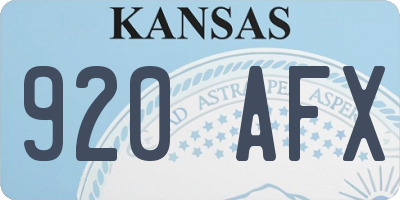 KS license plate 920AFX