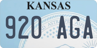 KS license plate 920AGA