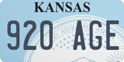 KS license plate 920AGE