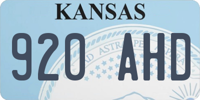 KS license plate 920AHD