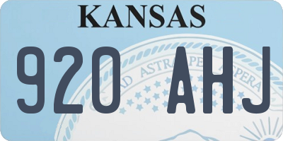 KS license plate 920AHJ