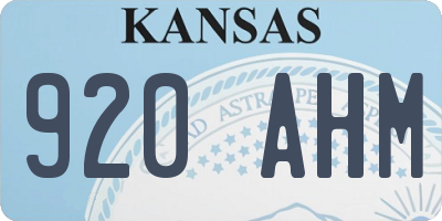 KS license plate 920AHM