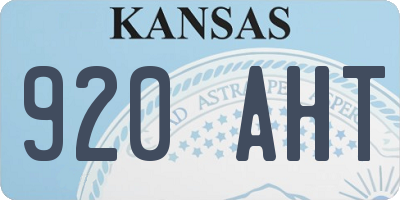 KS license plate 920AHT