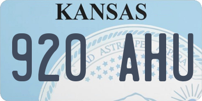 KS license plate 920AHU
