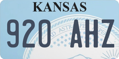 KS license plate 920AHZ