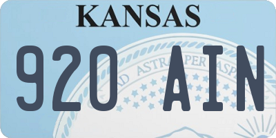 KS license plate 920AIN