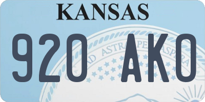KS license plate 920AKO